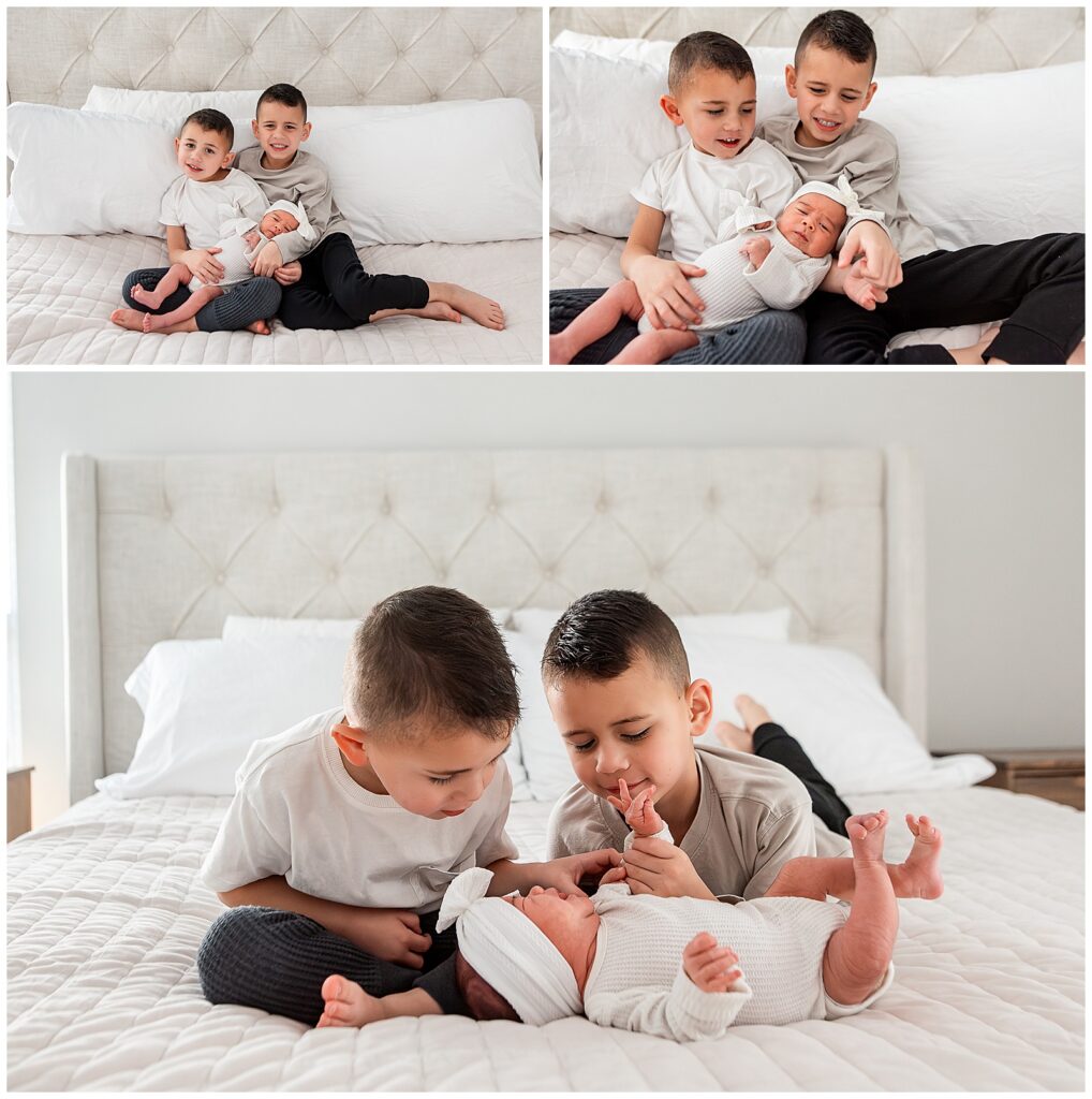 brothers, sister, newborn session