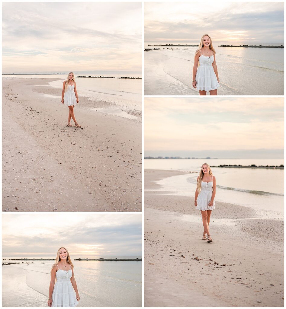 senior session, beach, sunset